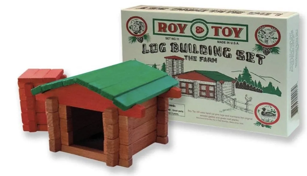 Roy Toy Wood Log Cabin Toy Building Set