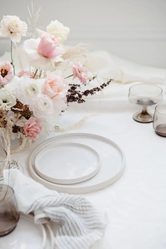 fresh flower arrangement on dining room table