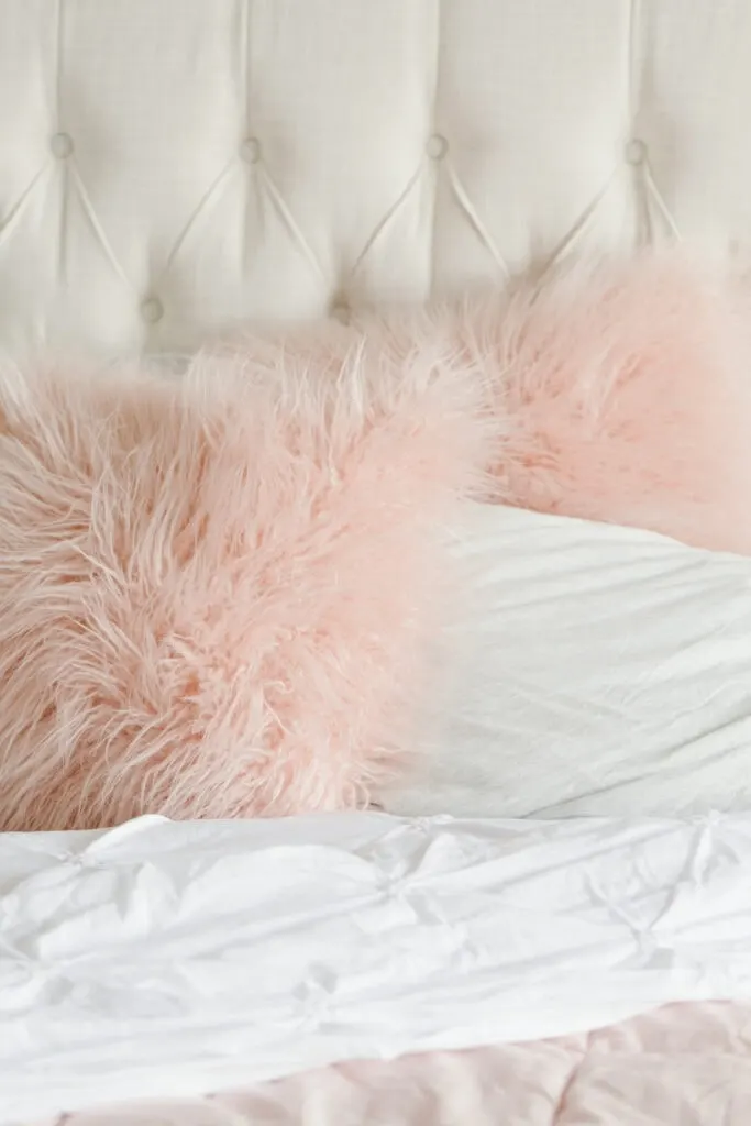pink fuzzy throw pillows