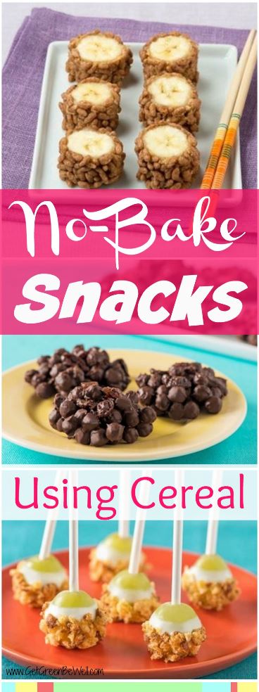 Quick and easy no bake snack recipes. Using breakfast cereal, these tasty treats take just minutes to make. Kids will love them!