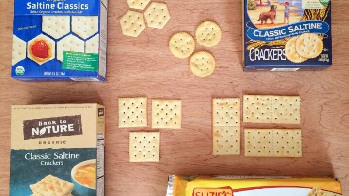 best organic crackers boxes on wooden background
