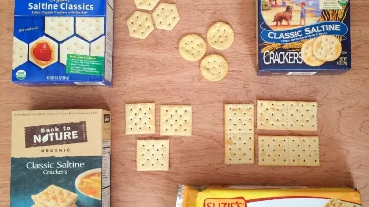 best organic crackers boxes on wooden background