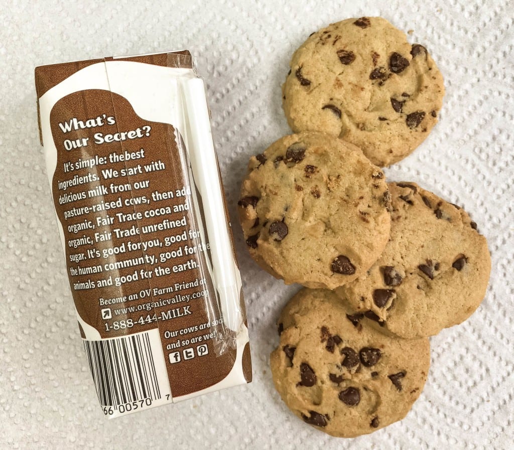 chocolate chip cookies and milk snack pack