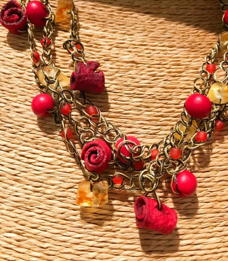 Jortra Jewelry is made from nature, with seeds, coffee beans and orange peels. The metal-free jewelry is gorgeous! An eco-friendly fashion statement!