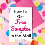 White piece of paper and pink envelope with tissue confetti against pink background