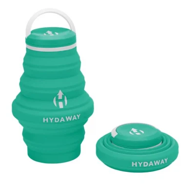 collapsible water bottle in teal color