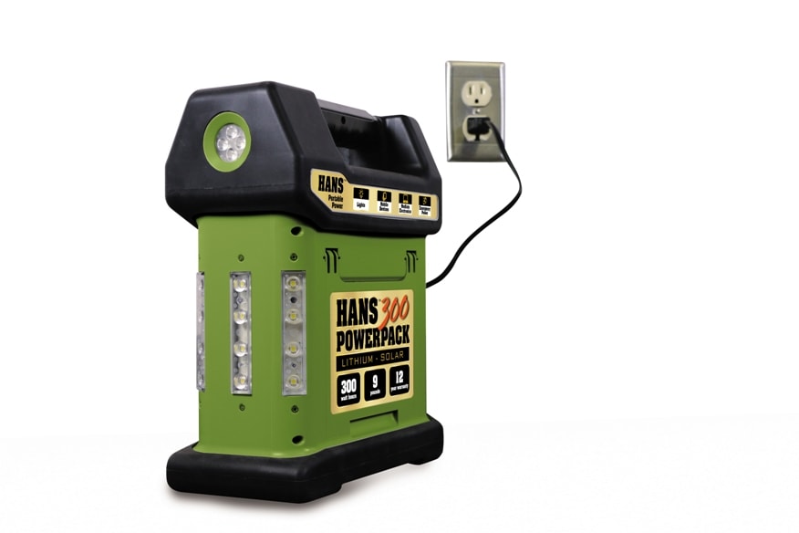 Charge up this generator with electricity before a power outage. Use the solar panels to keep it recharged after the power it out. 