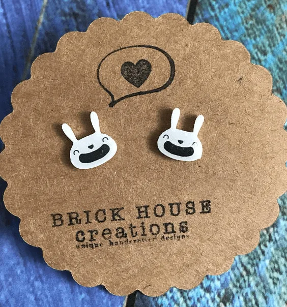 laughing bunny earrings