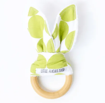 bunny ears teether organic wood