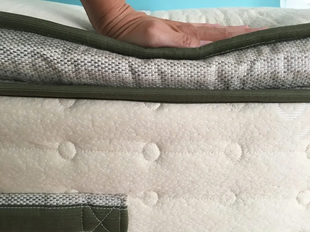 Natural pillow top on a nontoxic bed mattress Avocado Green