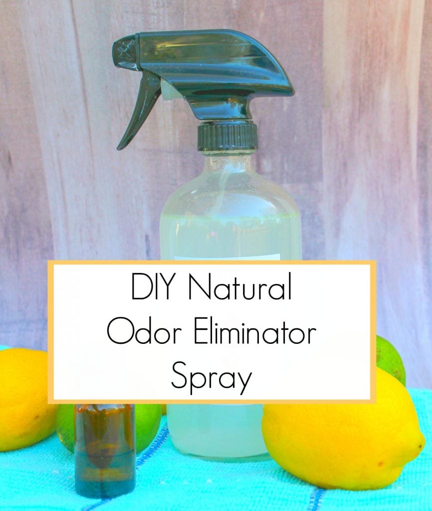 odor eliminator spray bottle with lemons and limes and essential oil