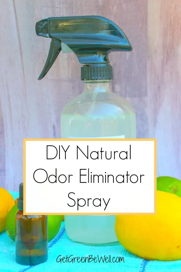 odor eliminator spray bottle with lemons and limes and essential oil