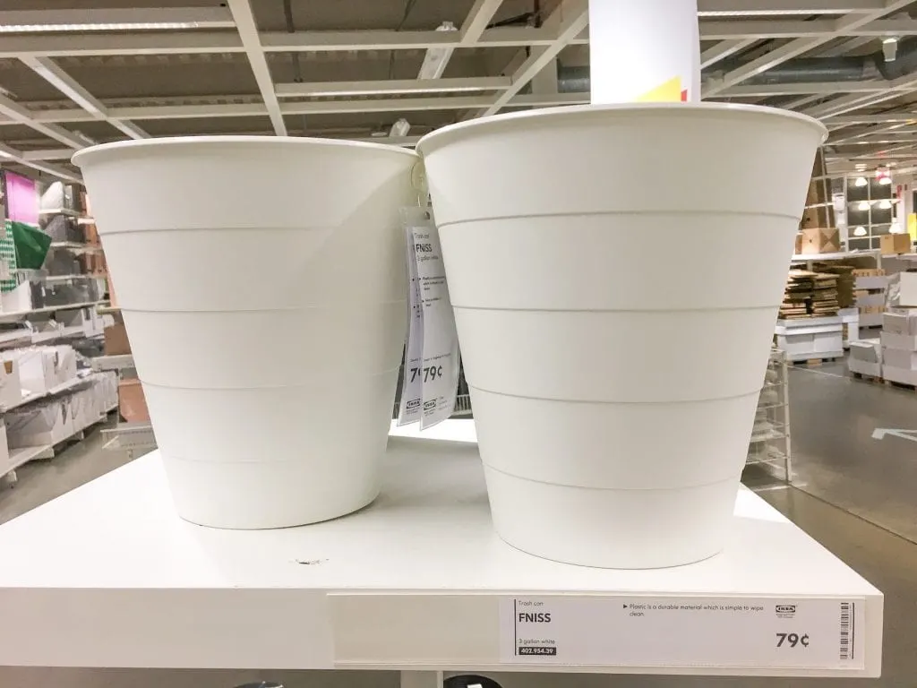 White FNISS trash cans at IKEA