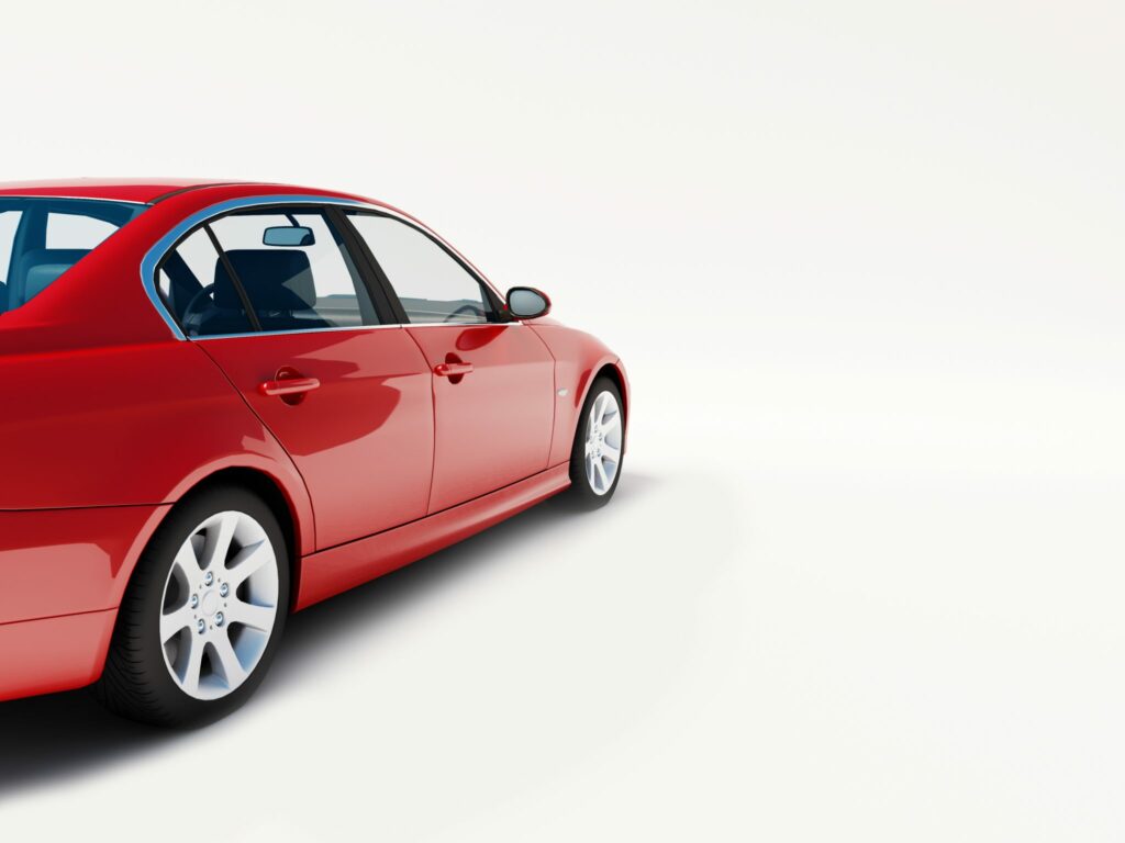 red car on white background
