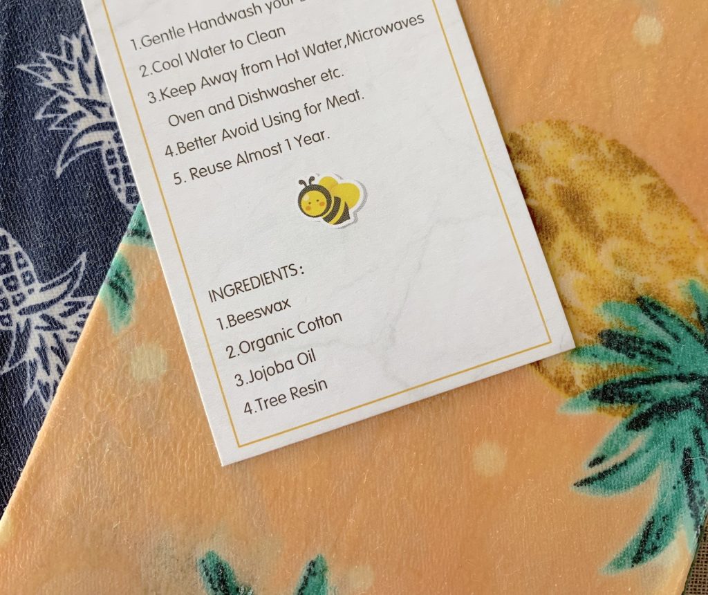 beeswax wraps ingredients and washing instructions