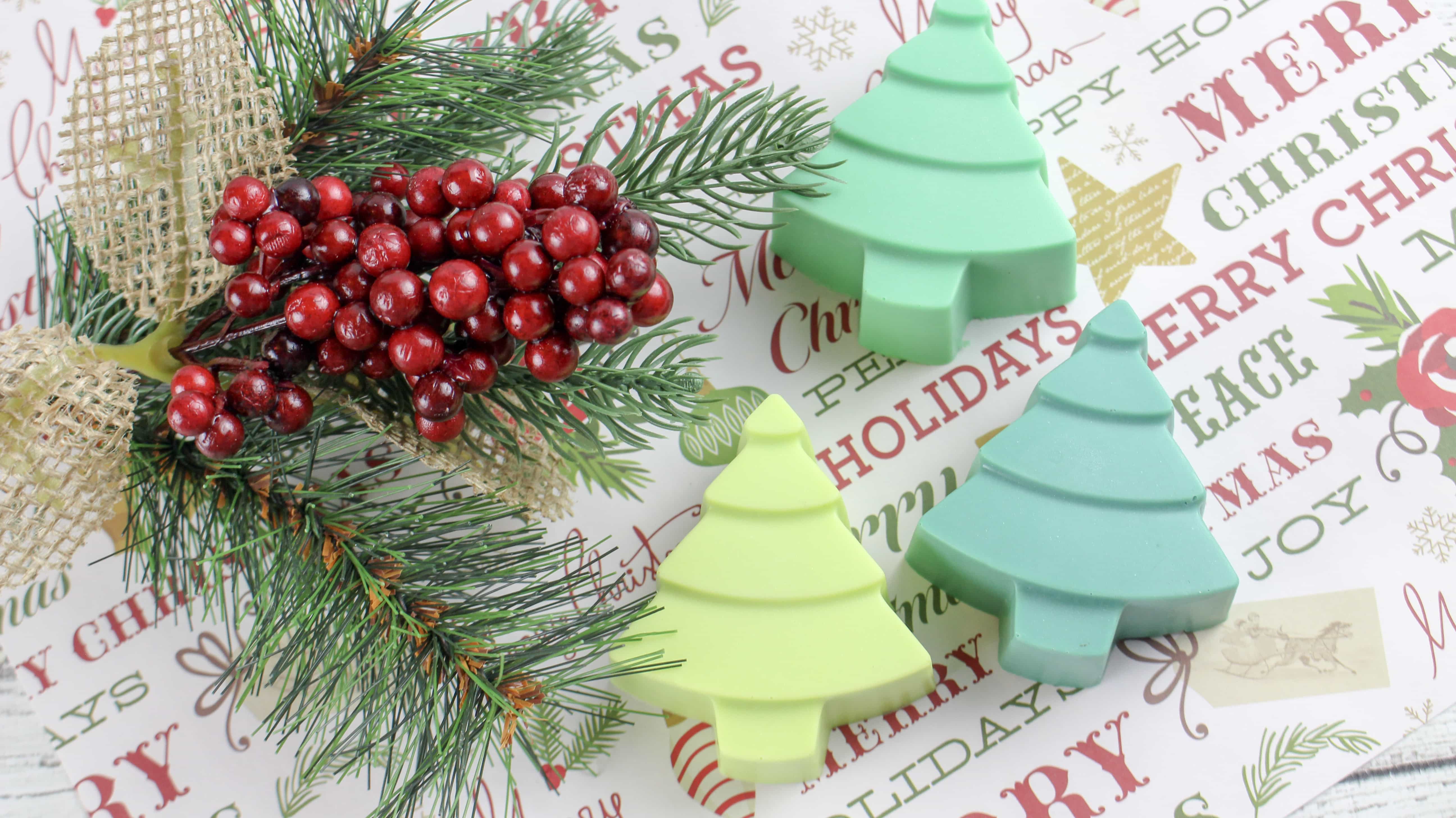 Homemade Natural Christmas Tree Soaps with Real Pine Get Green Be Well
