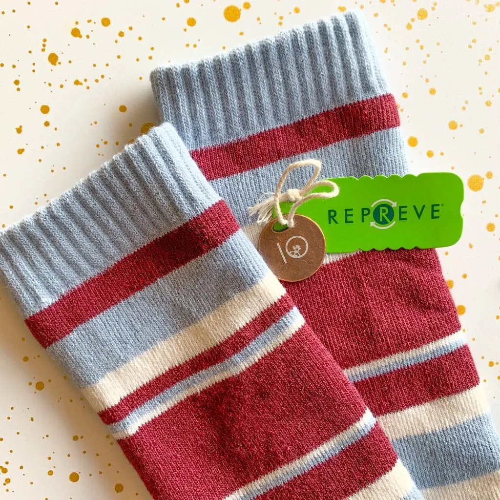 blue and maroon socks