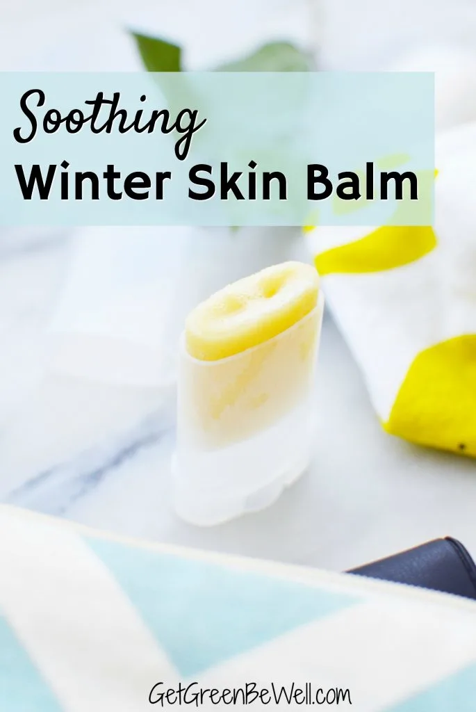 winter skin care balm in a tube against white marble