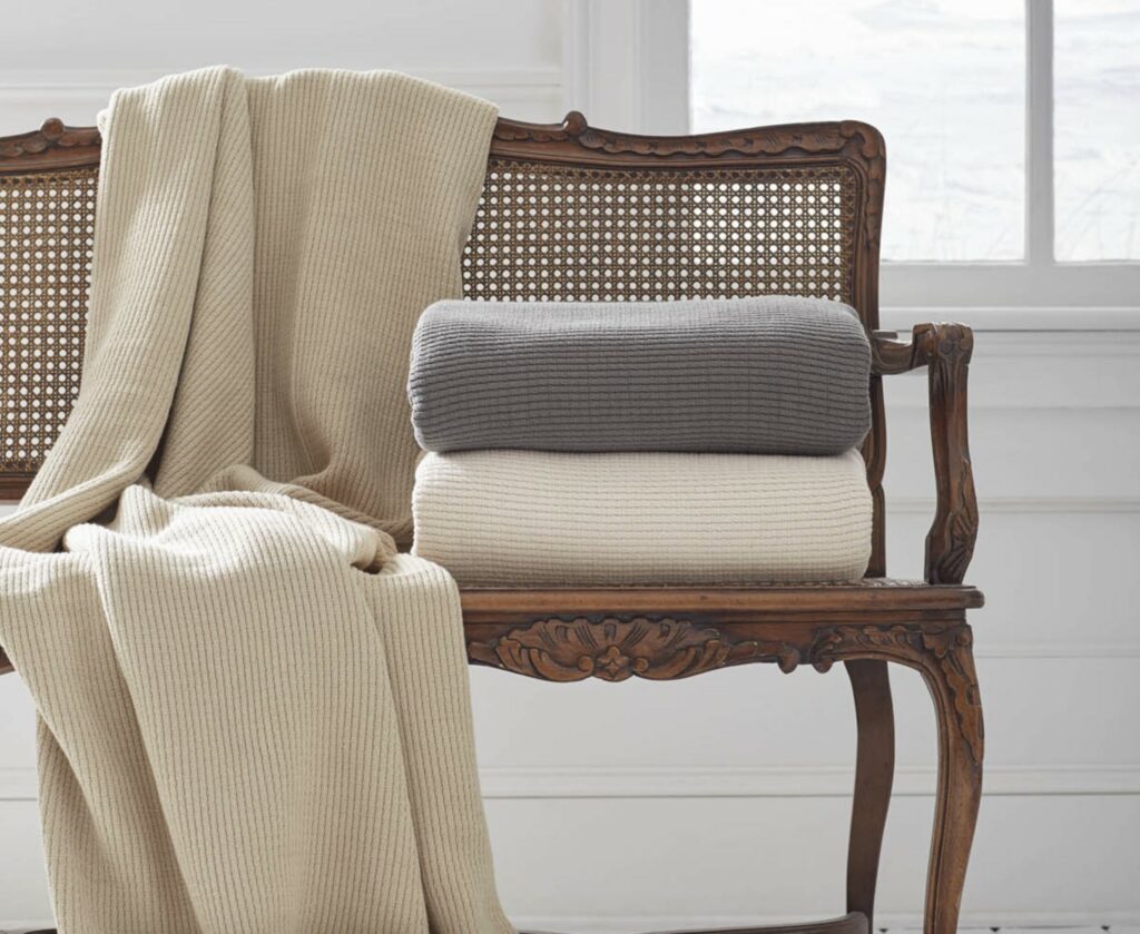 Grund America Organic Cotton Throw Blankets Collection driftwood ivory slate gray