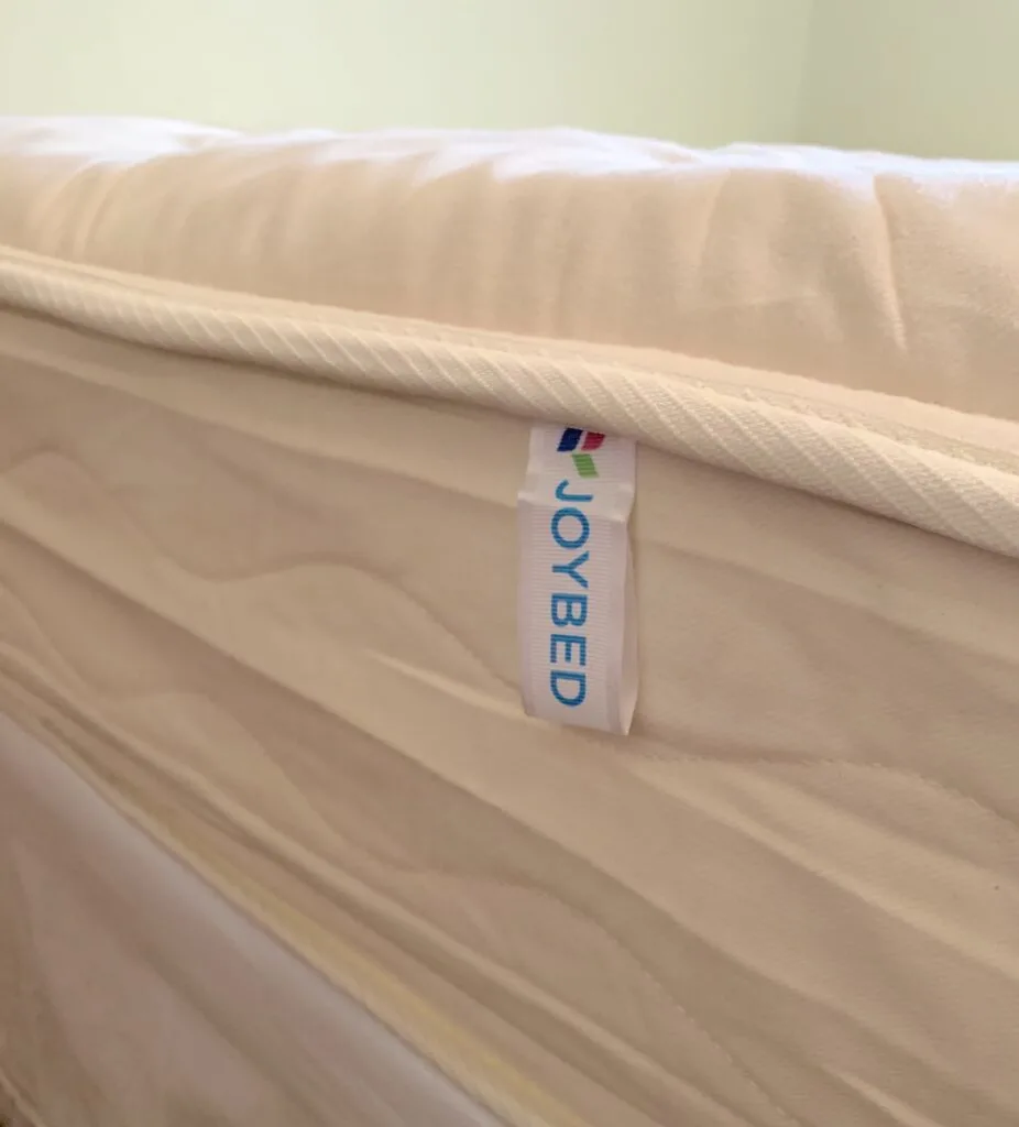 joybed mattress tag on natural bed