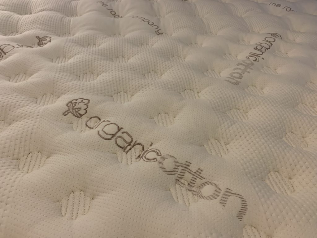 white organic cotton cover of Saatva mattress