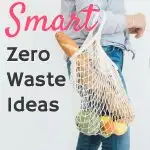 woman holding reusable bag filled with produce zero waste living ideas