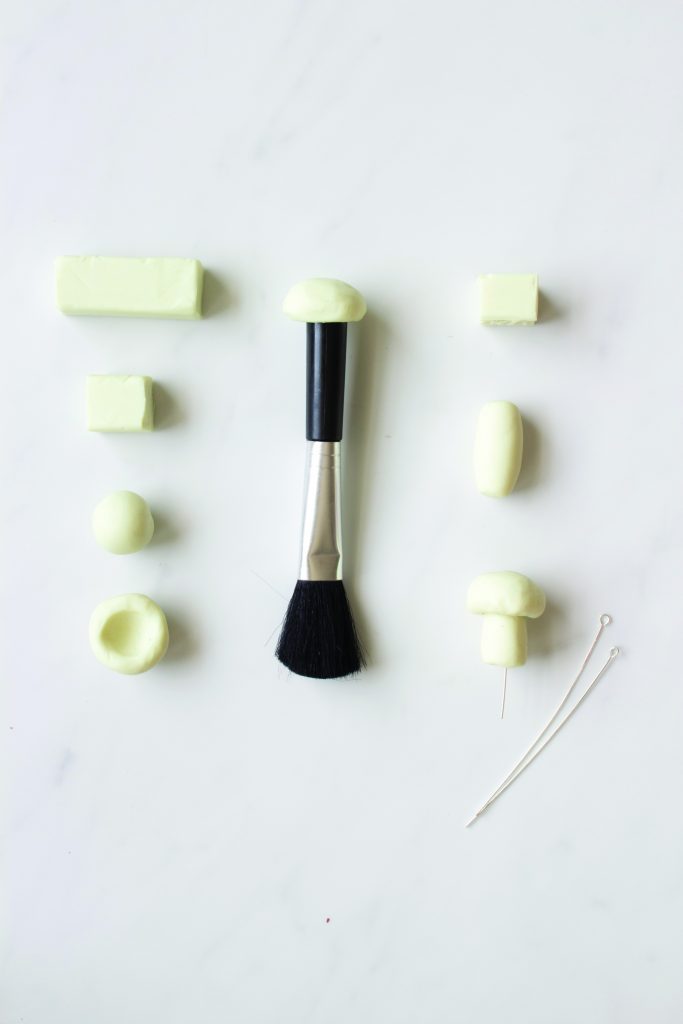 sculpting mushrooms from clay for terrarium
