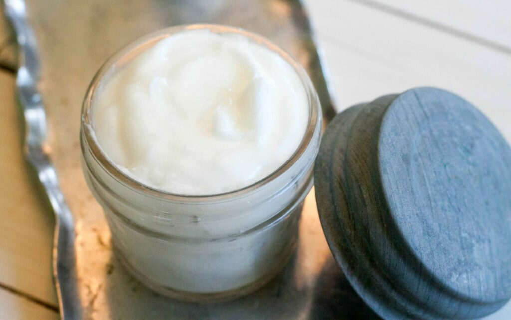 jar of whipped coconut oil lotion