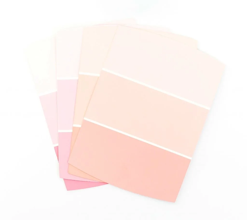 pink paint sample cards