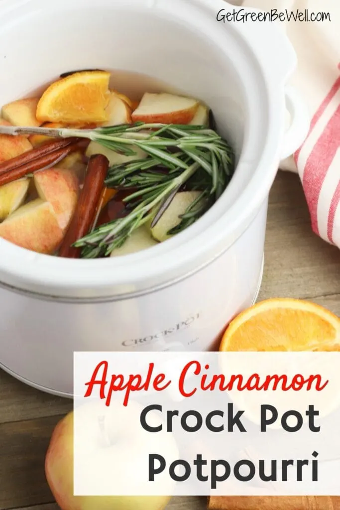 crock pot filled with apples cinnamon oranges potpourri