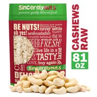 Sincerely Nuts - Raw Cashews Whole and Unsalted | Five lbs. Bag | Deluxe Kosher Snack Food | Healthy Source of Protein, Vitamin & Mineral Nutritional Content | Gourmet Quality Vegan Cashew Nut