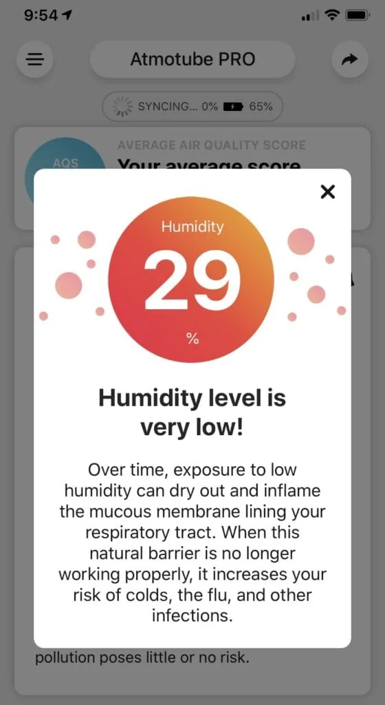 atmotube air quality report humidity