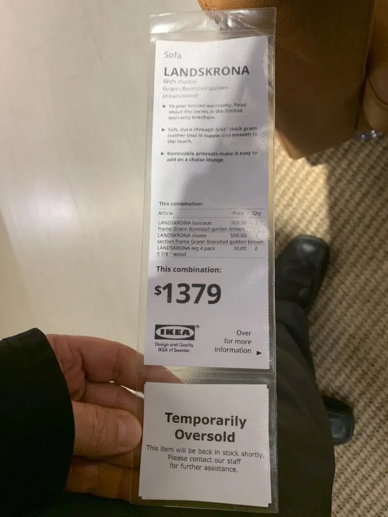 Ikea tag for furniture