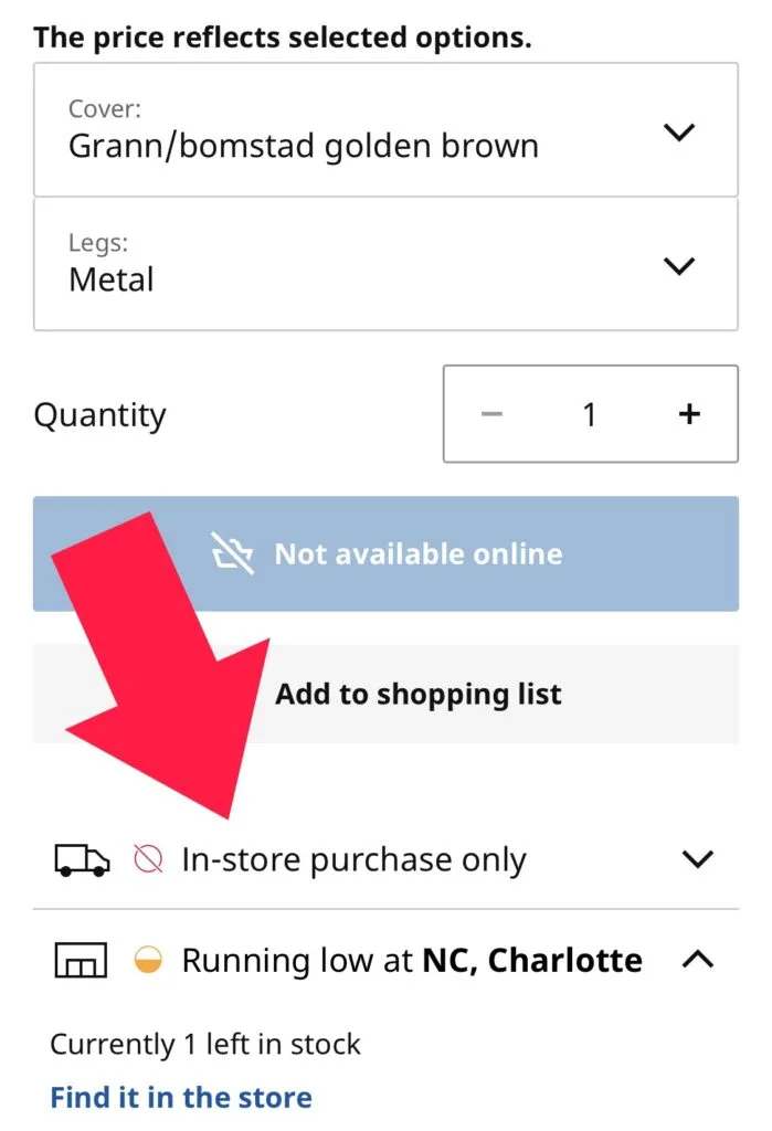 IKEA USA Online Ordering screenshot