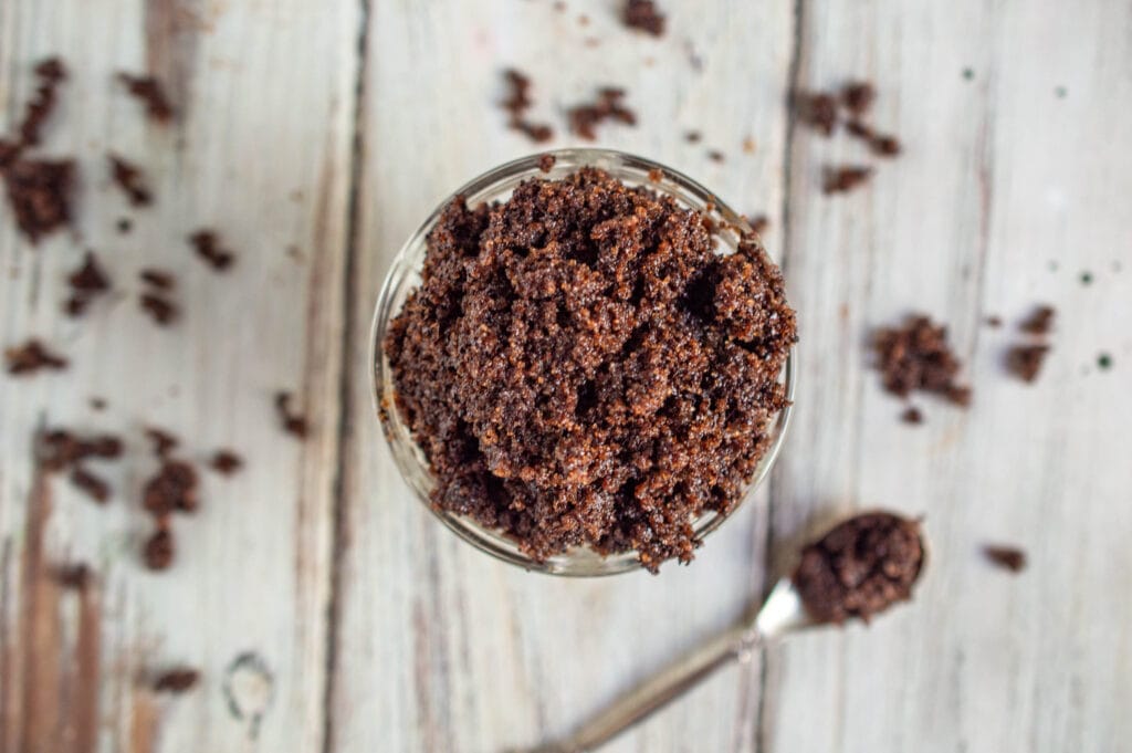 Coffee sugar scrub recipe in bowl