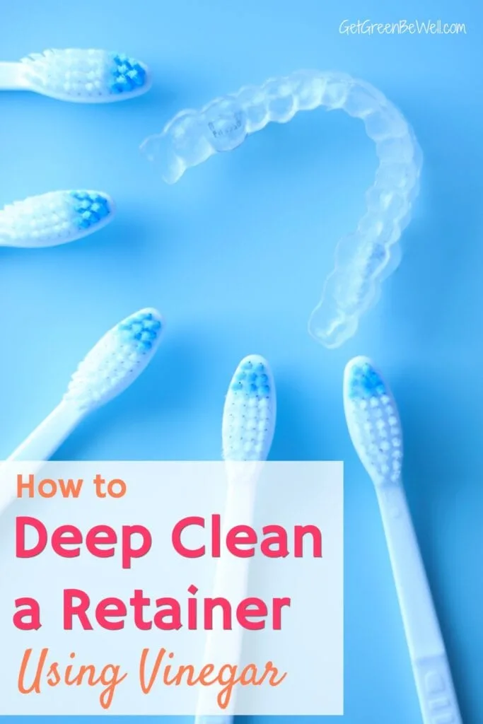 toothbrushes next to clear plastic retainer on blue background