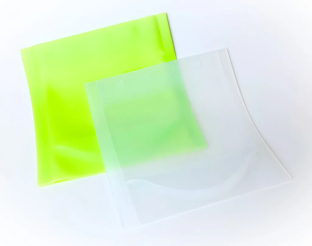 green and clear zero waste silicone reusable bags