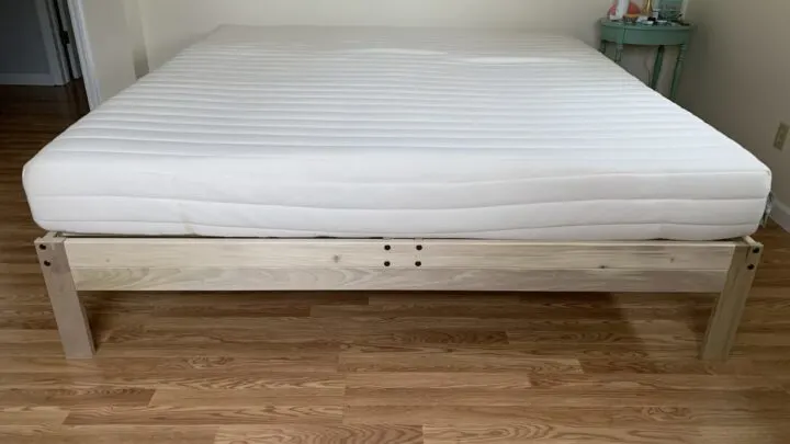 mattress on solid wood platform bed frame