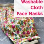 floral fabric cloth face mask on grey background