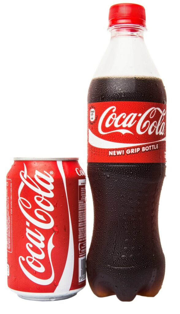 can and bottle of Coca Cola