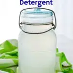 glass jar full of liquid detergent