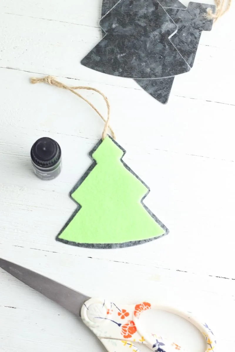 green felt glued to top of metal tree ornament