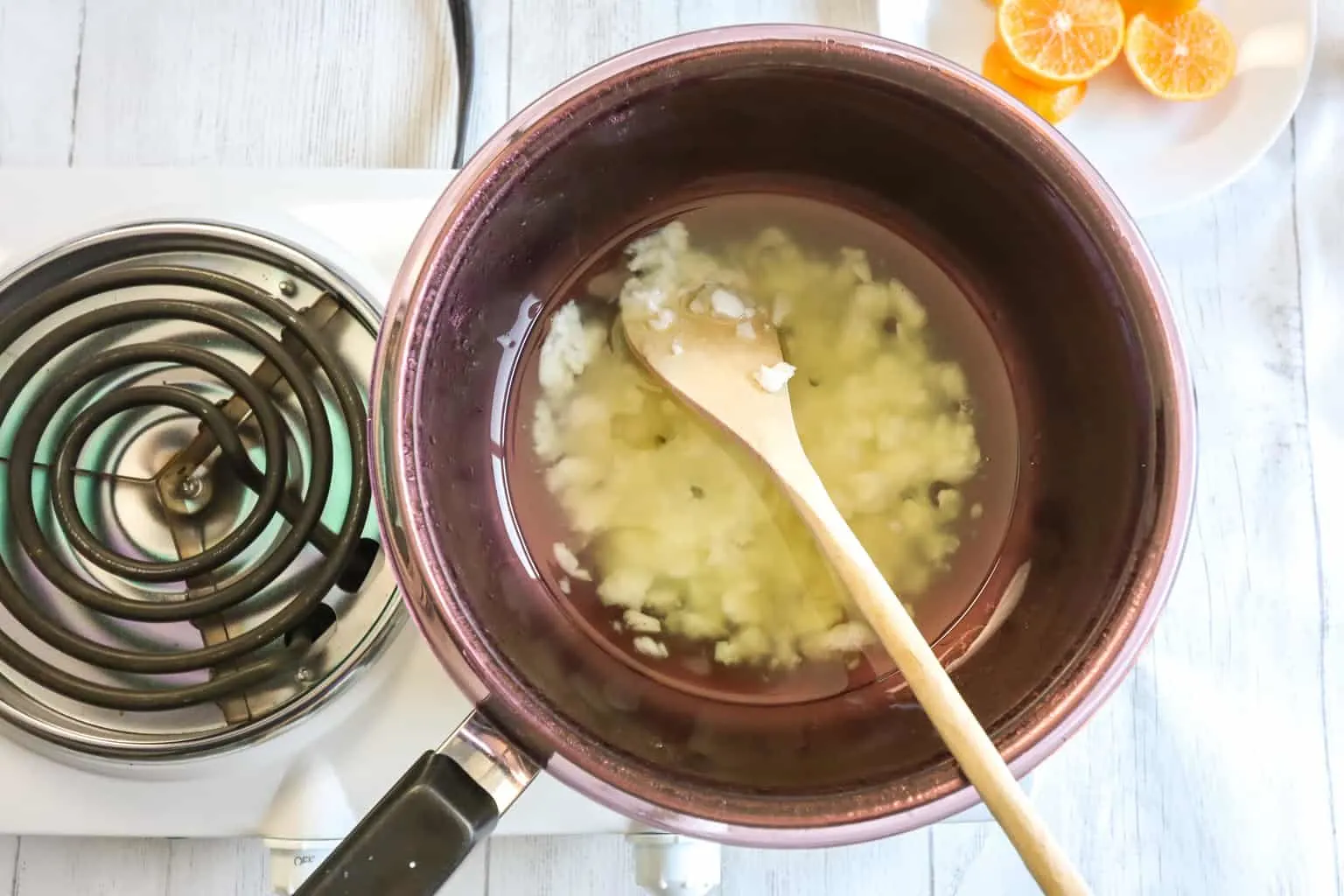 soy wax flakes melting in pot