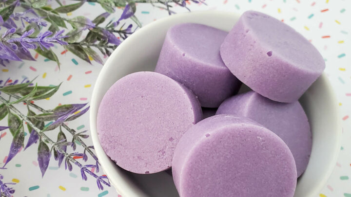 homemade sugar scrub cubes in a bowl