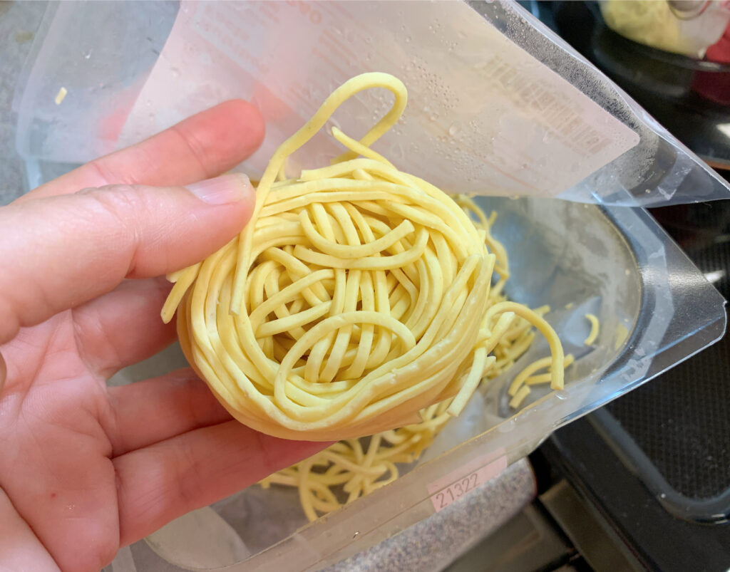 bundle of handmade pasta