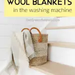 wool blanket in a basket on a staircase