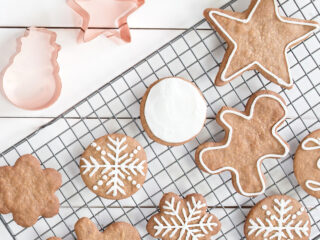 gingerbread cookies on baking rack