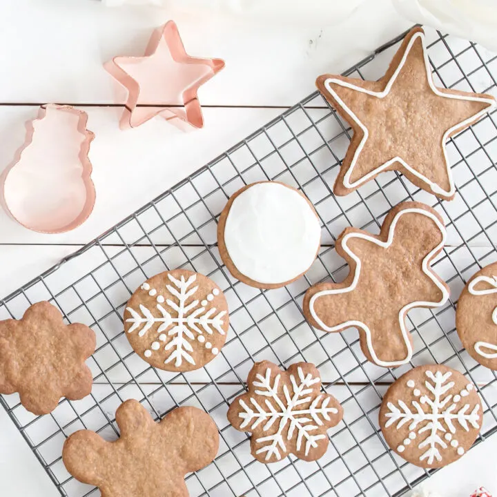 gingerbread cookies on baking rack