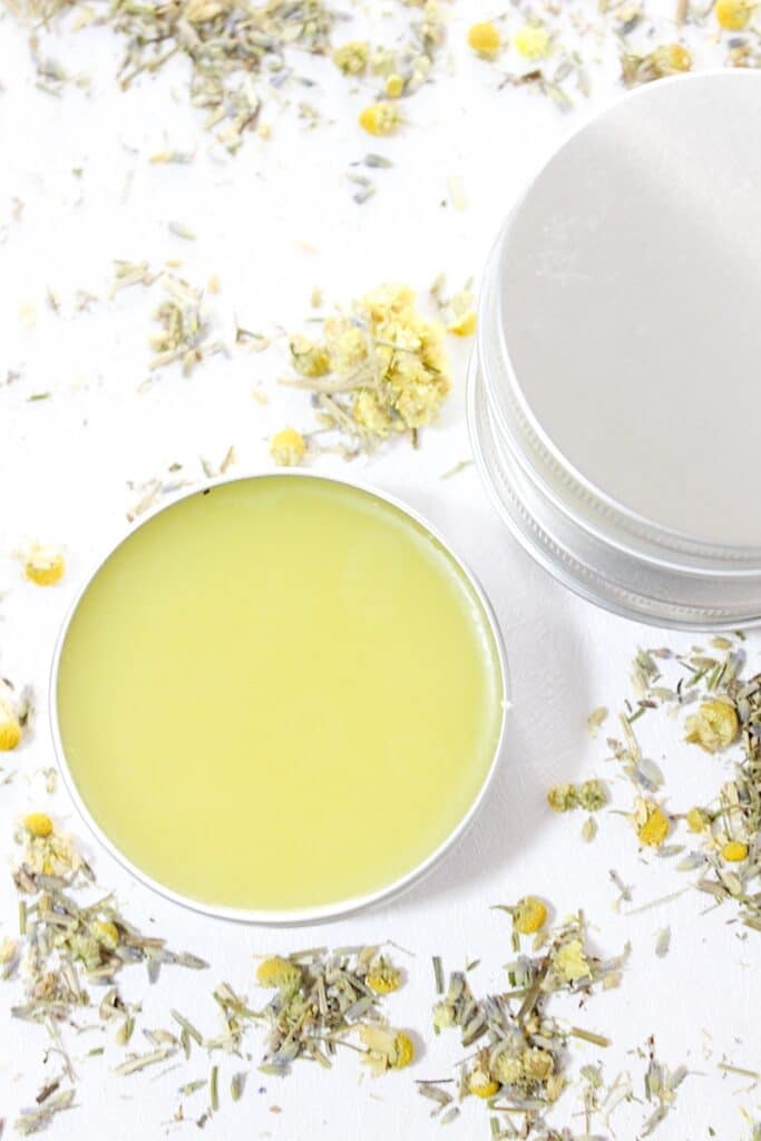 Cramp Cream on white table with dried flowers