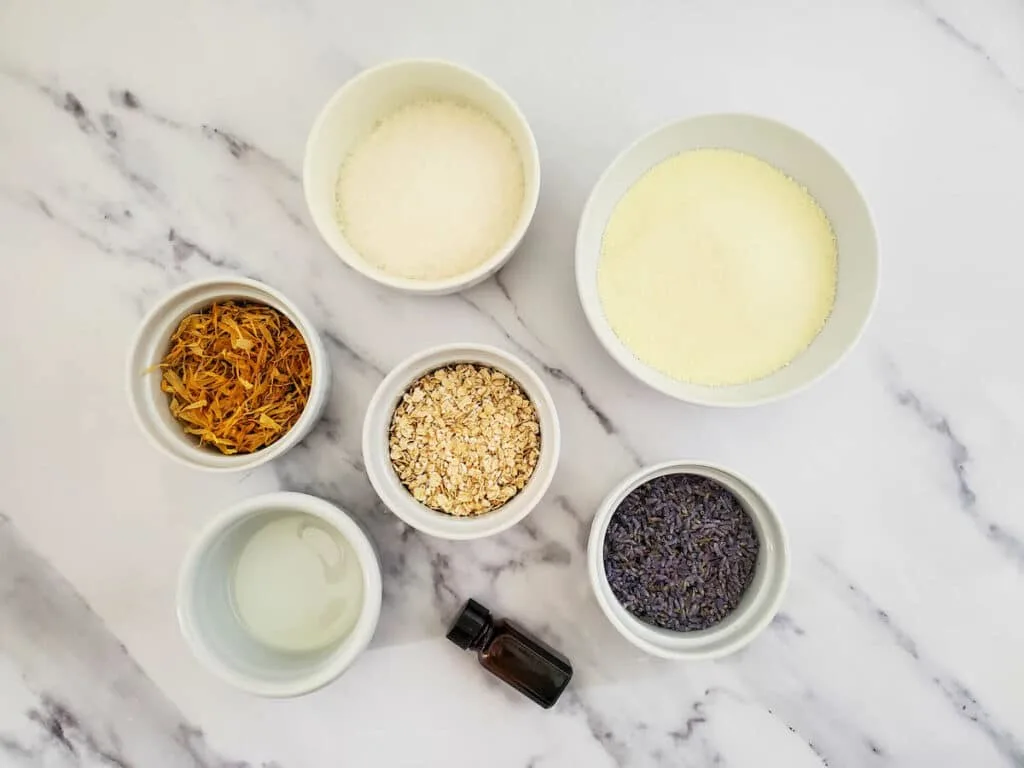 Ingredients for a homemade face mask.